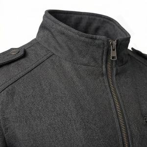 แจ็คเก็ตหนังบอมเบอร์ผู้ชายสีเทาสุดเท่ห์ ทำจากหนังแกะแท้ 100% พร้อมปลายแขนเสื้อถักแบบควิลท์โพลีเอสเตอร์ ดีไซน์หรูหรา - Product Image 4