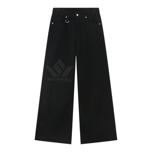 Jean en denim bleu clair pour homme, coupe large, taille haute, décontracté, longueur intégrale, en coton délavé, style streetwear, mode quotidienne - Product Image 6