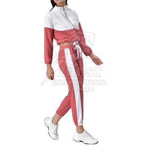<b>Women</b> Heavyweight Hooded Color Block <b>Tracksuit</b> Set Zip Jacket Jogger Pants Casual Sportswear Winter Breathable Full Sleeve <b>White</b> - Product Image 3