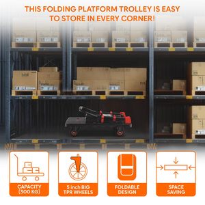 300 Kg <b>Foldable</b> Plastic Platform <b>Trolley</b> with Basket Cage | Portable Hand Truck with 360° Wheels for Warehouse & Home Use - Product Image 2