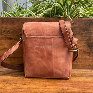Hot Selling Premium Full Grain Genuine Leather <b>Men's</b> Side Bag Vintage Small <b>Handbag</b> Messenger Crossbody Bag Single Shoulder Bag - Product Image 5