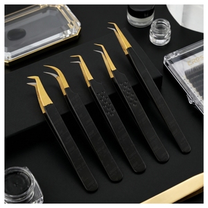 Pince à épiler à pointe en fibre personnalisée pour extensions de cils, pince à cils souple à prise facile, pince classique pour volume, en acier inoxydable à pointe fine - Product Image 1