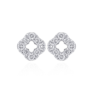 Brilliant Fourfold Diamond <b>Studs</b> Modern Paperclip Link Diamond <b>Earrings</b> 14K Gold Round Lab Grown Diamond Designer Jewelry - Product Image 1