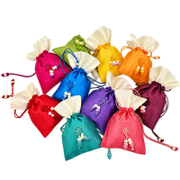 Mini sac cosmétique coréen traditionnel brodé Bokjumeoni, 3 pièces, 0,02 kg, polyester léger, réutilisable, portable, pour bijoux, cadeau