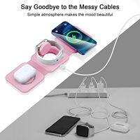 Pengisi Daya Nirkabel 3 in 1, Stasiun Pengisian Daya Nirkabel Magnetik untuk Perjalanan, Multi Perangkat, Stasiun Pengisian Daya GaN 3 in 1, Termasuk Adaptor