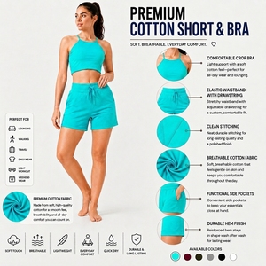 Womens Comfortable High Neck Crop Top And Relaxed Pocket Shorts Set Designed For Everyday Activities - Product Image 6