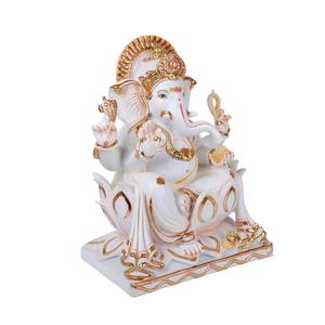 Murti de Ganpati de Mármol Pulido Hecho a Mano de Alta Calidad por S.Kumar & Sons para Decoración Interior Moderna y Tradicional - Product Image 4