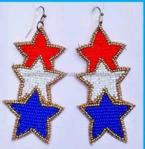 Boucles d'oreilles brodées Bijoux perlés Boucles d'oreilles faites à la main Boucles d'oreilles Boho - Product Image 2