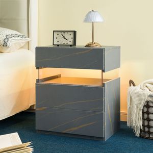 Comodini LED con 3 Cassetti, Tavoli da Notte in Acrilico con Illuminazione LED per Camera da Letto e Soggiorno - Product Image 6