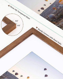 Wooden Picture <b>Frame</b>, USA-Sourced Natural <b>Oak</b> Solid Wood Photo <b>Frame</b> with Plexiglass for Display Pictures Without Mat, Walnut - Product Image 3