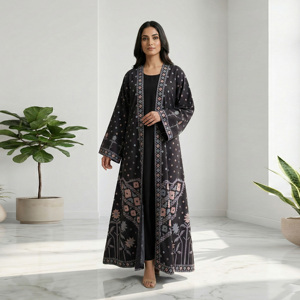 Elegante Abaya Americana de Crepé Sólido para Eid, Estilo Holgado, Cárdigan Largo Abierto por Delante para Mujer, Ropa Islámica Modesta - Product Image 1