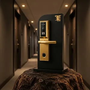 Cerradura Inteligente para Puerta de Hotel TES-302SB de Acero Inoxidable Dorado con Tarjeta Electrónica RFID y Sistema de Acceso Controlado por Aplicación - Product Image 4
