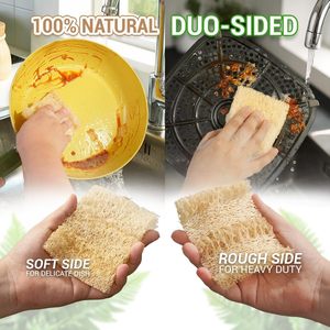 Hot Sale New Natural Loofah <b>Sponge</b> Scrubber Pads Eco-Friendly <b>Exfoliating</b> Square for Kitchen & Bathroom Cleaning - Product Image 4