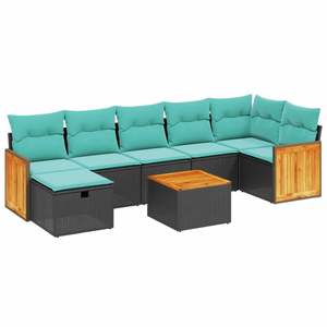 Ensemble de canapés de patio en polyrotin noir, 8 pièces, avec coussins, ensembles de jardin - Product Image 2