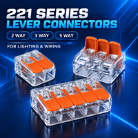 Connecteur de câblage à levier Série 221 412 413 415, bornier compact d'éclairage 2, 3, 5 voies, AWG 24 12, câblage rapide réutilisable