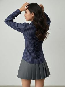 Camisa de Manga Larga a Rayas para Mujer, Cuello Clásico con Botones, Corte Regular, Blusa de Popelina, Ropa de Oficina - Product Image 2