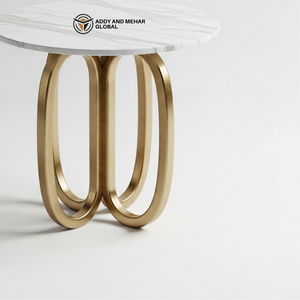 Luxury Industrial <b>Round</b> White Top <b>Stool</b> with Gold Stainless Steel Base Modern Decorative Side Table for School and Hotel Use - Product Image 4