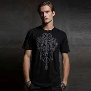 Custom High Quality Rhinestone T Shirts Men Custom Rhinestone Logo Print Short Sleeve Graphic 100% Cotton T-Shirt Men's - Product Image 6