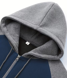 Customizable Hooded 100% Cotton Terry Two-Piece Winter Streetwear Men's Tracksuit Set Stylish Comfortable Long Sleeve Full-Zip - Product Image 5