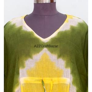 Vestido Maxi Kaftan para Mujer, 100% Algodón, Cuello en V, Sin Mangas, Silueta Ajustada, Cintura Natural, Estampado Floral, Ecológico, Casual - Product Image 3