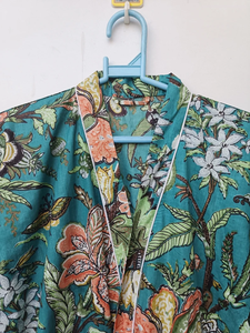 Robe Kimono Femme Imprimée Motif Dessin Animé 100% Coton, Chemise de Nuit d'Été Faite Main ODM, Col en V, Taille Élastique, Longueur Genou, Douce et Respirante - Product Image 4