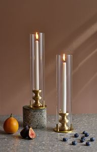 Lanterne en verre texturé doré, style hurricane, pour bougies décoratives, idéale pour des collections de décoration de luxe distinctives. - Product Image 6