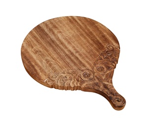 Planche à découper en bois d'acacia de luxe, sculptée à la main, avec détails floraux, surface épaisse et durable, sans danger pour les aliments, élégante planche de service - Product Image 5
