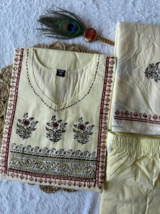 Conjunto de Kurta, Pantalón y Dupatta de Algodón Puro para Mujer, Diseño Moderno, Kurti con Estilo Pakistaní, Traje Étnico Salwar Kameez - Product Image 4