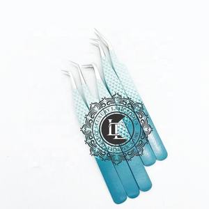 Diseño personalizado Ombre Recubrimiento en polvo Punta plateada Pinzas para pestañas de acero inoxidable Agarre de diamante sostenible Producto de etiqueta privada - Product Image 4