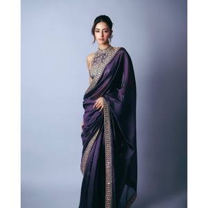 Sari de Diseño con Lentejuelas y Bordado Dori para Fiestas - Product Image 2