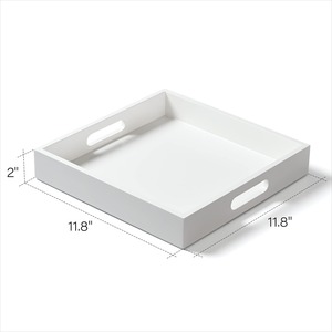 White Wooden Serving Tray With Handles <b>Square</b> Countertop Organizer Decorative Tray For <b>Kitchen</b> & Bathroom At Export Wholesaler - Product Image 6