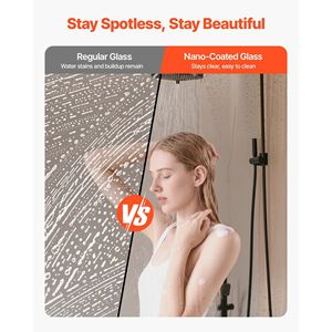 Porta Doccia Scorrevole Senza Telaio in Vetro Temperato Trasparente 48'' x 76'', Spessore 3/8'', Insonorizzata e Anti-Schiacciamento - Product Image 4