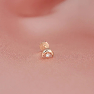 14K Solid Gold Round CVD Diamond Labret Tier-1 Source | Precision CNC Factory | 16G 18G Internal Threaded Flat <b>Back</b> <b>Earring</b> Bulk - Product Image 4