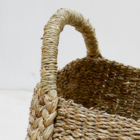 Ovale opbergmand van plantenvezel met handvatten, rustieke stijl, multifunctioneel
