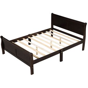 Letto matrimoniale in legno Espresso Queen Size con testiera e supporto a doghe in legno - Product Image 4