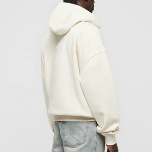 Sweat-shirt à capuche surdimensionné pour homme, noir uni, coton French Terry, style minimaliste, vêtements d'automne - Product Image 2