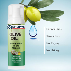 Mousse coiffante à l'huile d'olive à tenue forte pour femmes aux cheveux bouclés, sans résidus, mousse brillante pour boucles - Product Image 1
