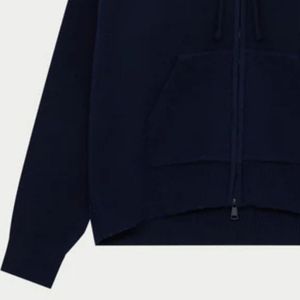 <b>Navy</b> <b>Knit</b> Zip Through Hoodie with Embroidered Logo Comfortable Stylish Streetwear Premium Knitwear for Men Perfect for Casual - Product Image 3