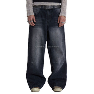 กางเกงยีนส์ขาตรงยาวสำหรับผู้ชาย, กางเกงแฟชั่นสตรีทแวร์ผ้าคอตตอนทรงหลวมกางเกงขาบานปักหมุดตกแต่งด้วยหมุด - Product Image 1