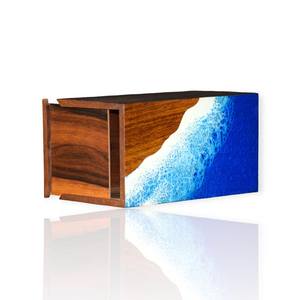 Personalized Rosewood Ocean Urn Box Handcrafted Memorial <b>Keepsake</b> <b>for</b> human <b>ashes</b> medium size 9x5.5 inches urn box - Product Image 5