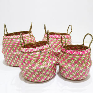 Panier en feuilles de palmier Artex Dong Thap Vietnam, rangement en osier fait à la main, organisation de la cuisine, boîtes cadeaux, modèle BH4682A - Product Image 2