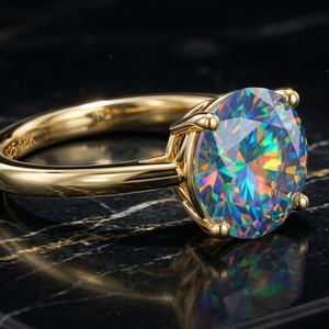 Engagement Style <b>Ring</b> 10mm with CZ 925 Sterling <b>Silver</b> 18K Gold Plated 8g Fine Jewelry At Wholesale Price - Product Image 1