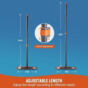 Balai à poussière multifonctionnel pour sols en bois dur et marbre, manche long de 55 pouces avec 3 tampons lavables, balais extensibles pour le nettoyage des sols - Product Image 4