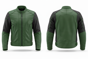 Veste de moto en cuir élégante et protectrice avec épaulettes rembourrées et manches zippées, veste de moto de sécurité intégrale - Product Image 2