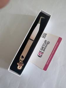 GETUP BROSONS 90 Degree Boot Eyelash Tweezers Stainless Steel Smooth Tip Precision 10mm Perfect Grip Deer Charm <b>Box</b> Packaging - Product Image 3
