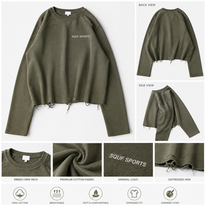 เสื้อยืดแขนยาวสำหรับผู้ชาย ผ้าวาฟเฟิลถักแบบหนา เสื้อยืดแขนยาวแบบแร็กแลน เสื้อยืดผ้าฝ้ายทรงปกติสำหรับผู้ชาย - Product Image 1