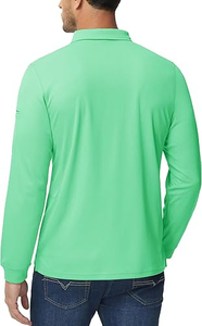 Camisas Polo Tácticas de Manga Larga para Hombre, de Secado Rápido, 100% Poliéster, con 3 Botones, Diseño Sólido - Product Image 4