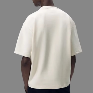 T-shirts pour hommes en coton épais 100 % d'inspiration vintage, coupe décontractée oversize à épaules tombantes, avec logo personnalisé, design uni vierge - Product Image 4