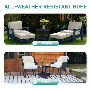 Tavolino Laterale Adirondack Blu Navy a 2 Ripiani in HDPE, Resistente alle Intemperie, Piccolo Tavolino da Esterno per Spiaggia - Product Image 2