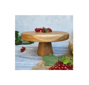 Support à gâteau en bois fait main, durable, surface lisse et polie, style moderne et antique, pour fête d'anniversaire, dessert - Product Image 1